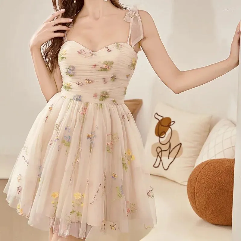 Party Dresses Champagne Color Dress Women's Niche Luxury French Short Suspender Slimming Mini Sexy Summer Women