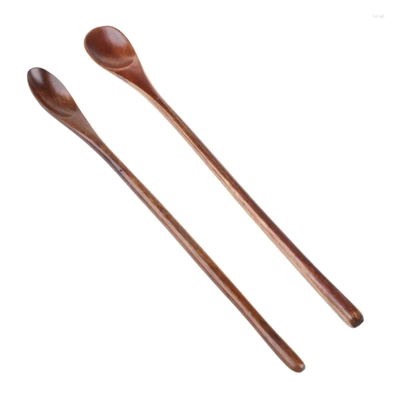 Coffee Scoops Natural Wooden Spoon Tea Cooking Dining Utensil Retro Long Handle Cutlery