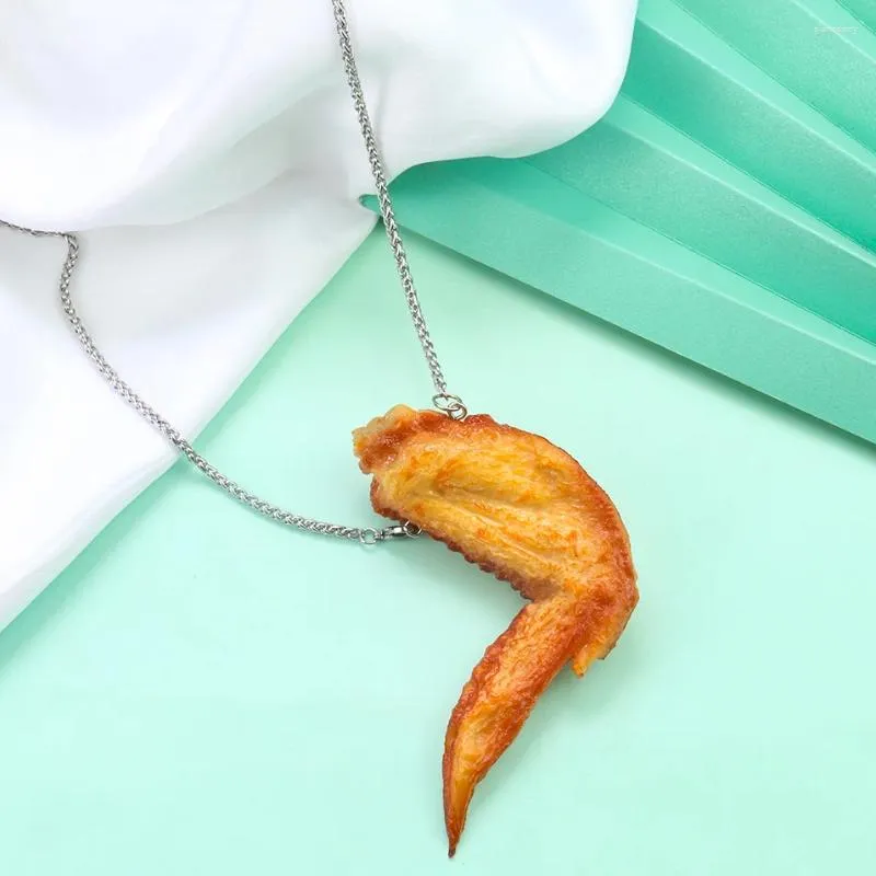 Pendant Necklaces Simulation Food Chicken Wings Necklace Orleans Drumsticks Men Women Creative Jewelry Children Fun Gift