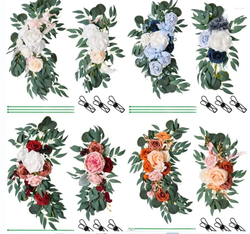Decorative Flowers Sofa Wall Hanging Artificial Flower Silk Peony Rose Vine Bedroom Decoration Red Roses Green Plant Garland