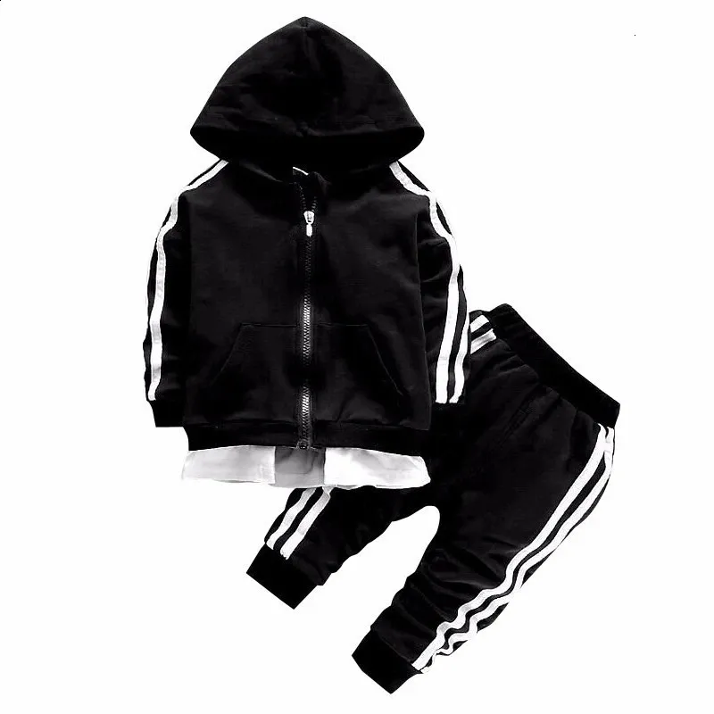 Primavera bambino tuta casual bambini ragazzi ragazze cotone cerniera giacca pantaloni 2 pezzi / set bambini tuta sportiva per il tempo libero abbigliamento infantile 240122