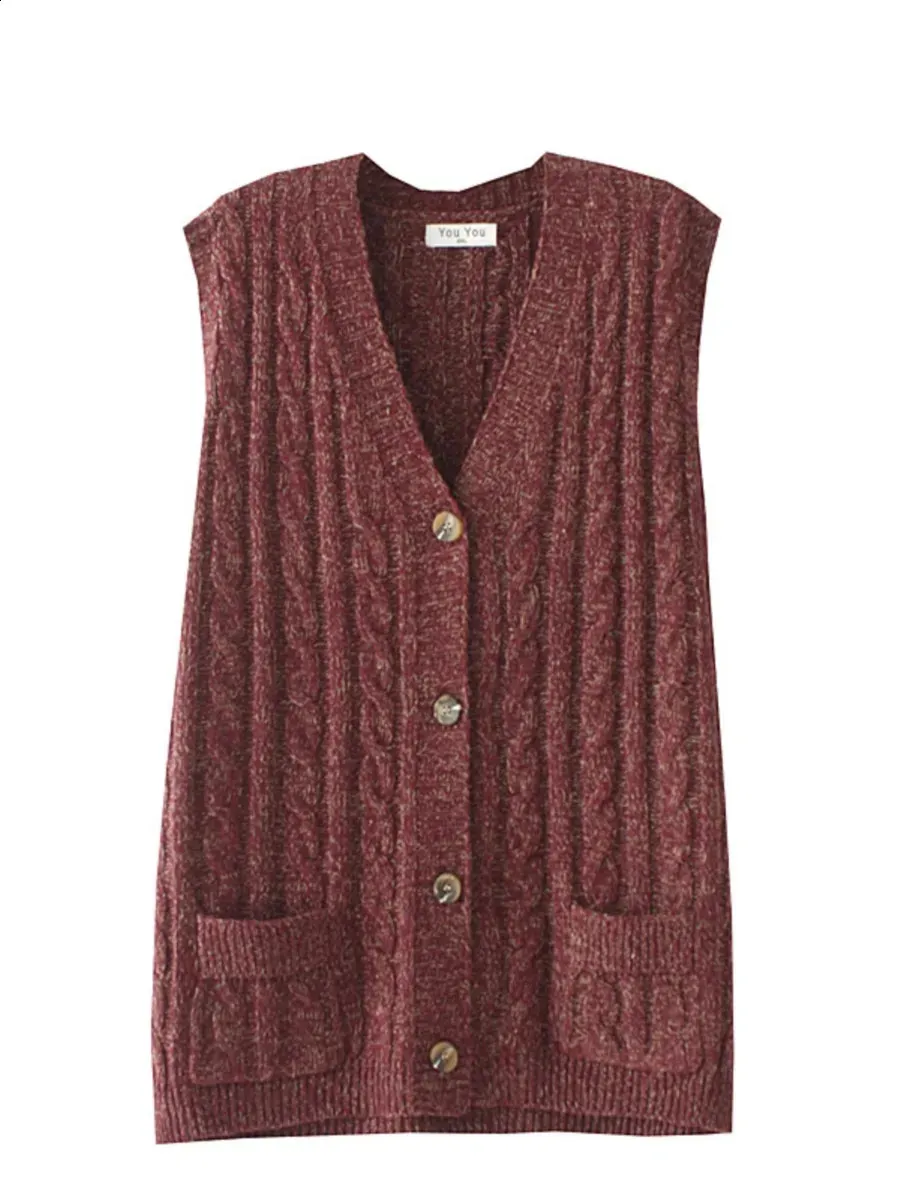 4XL Plus Size Maglione Gilet Donna Abbigliamento Autunno Inverno Maglione allentato Con scollo a V Due tasche Maglieria Casual Twist Cardigan 240202