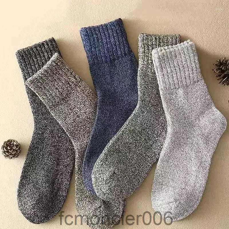 Mens Socks 5 Pair/lot Wool Retro Casual Calcetines Hombre Thick Cotton Winter Warm Funny Happy Male High Qualit Q0A6