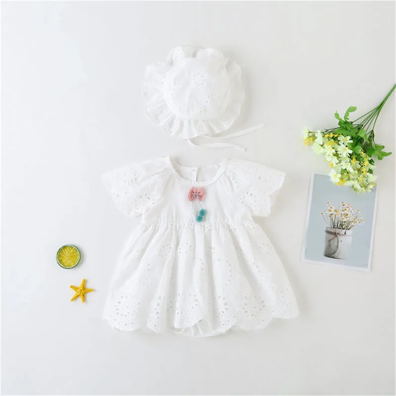 Hårtillbehör Född spädbarn Baby Girl Clothes Lace Jumpsuit Ruffles ROMPER Kort kön Neutral pojke 69 månader