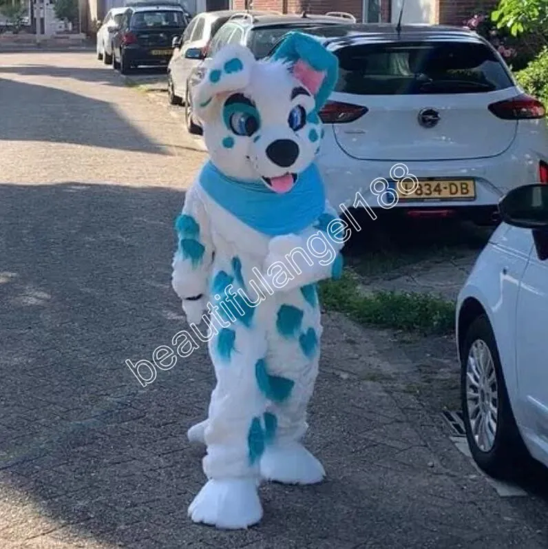 Halloween Husky Dog Mascot Costume Högkvalitativ Anpassa tecknad plysch Tand Anime Temakaraktär Vuxenstorlek Jul karneval fancy klänning