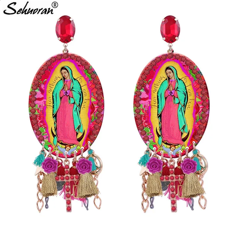 Sehuoran Big Angel Pendients Kolczyki Tassel For Woman Crystal Oświadczenie Kolczyki Modna Biżuteria Oorbellen Brincos Wholesale 240122