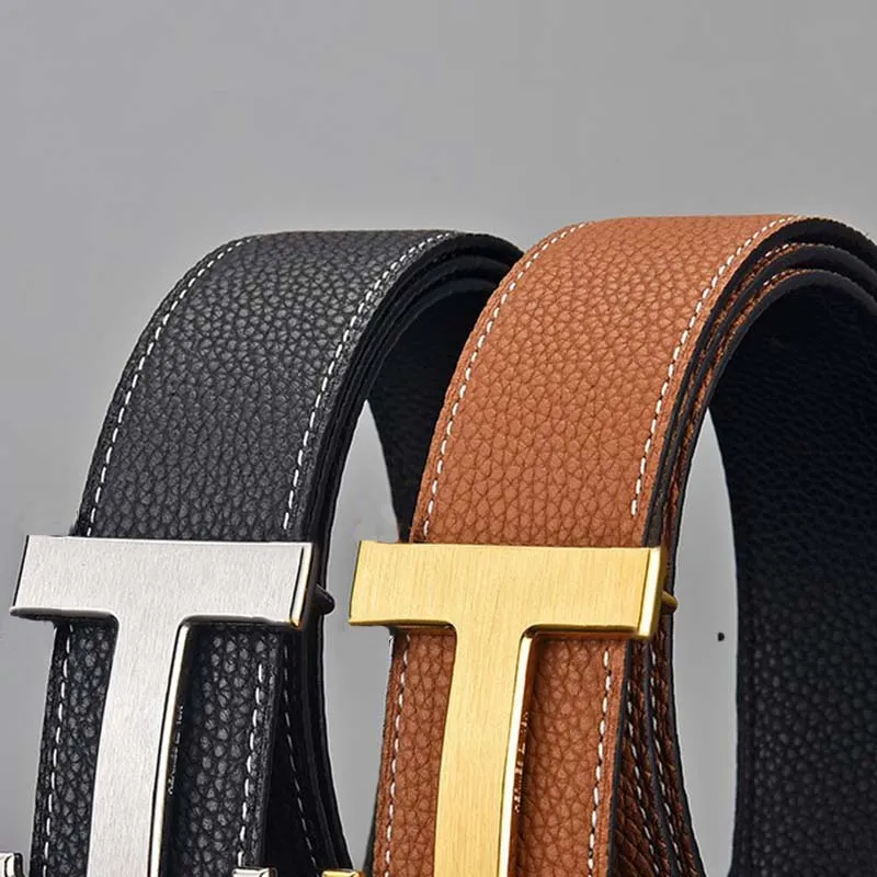 Women s Leather Belt Brown and White Reversible Belt with Smooth Buckle 38mm Blue Belt with Box Ceinture Femme