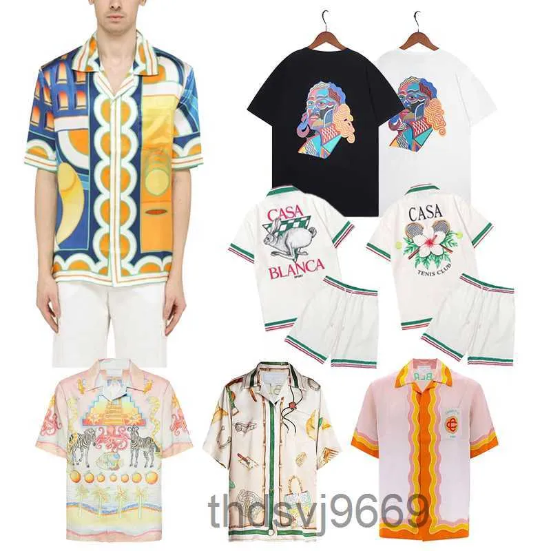 Casablanc designer män t shirt set masao san print mens casual and short womens löst siden av hög kvalitet tees gratis transport tshirt p55j p55j