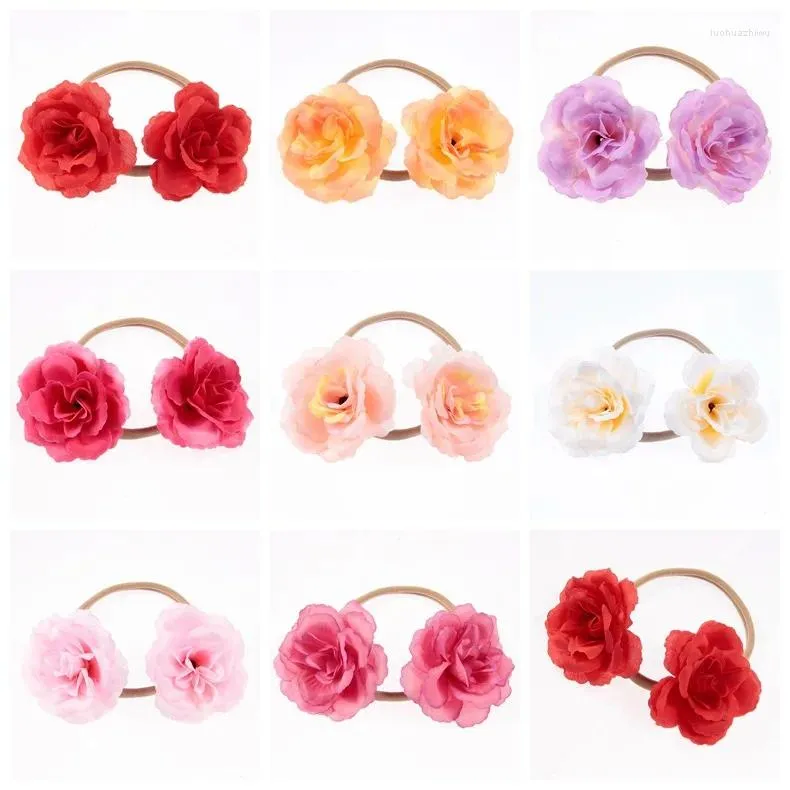 Accessoires pour cheveux 10 pièces 2024, vente en gros, couronne de fleurs, bandes en nylon, bandeaux floraux bohème, couvre-chef pour enfants, Rose