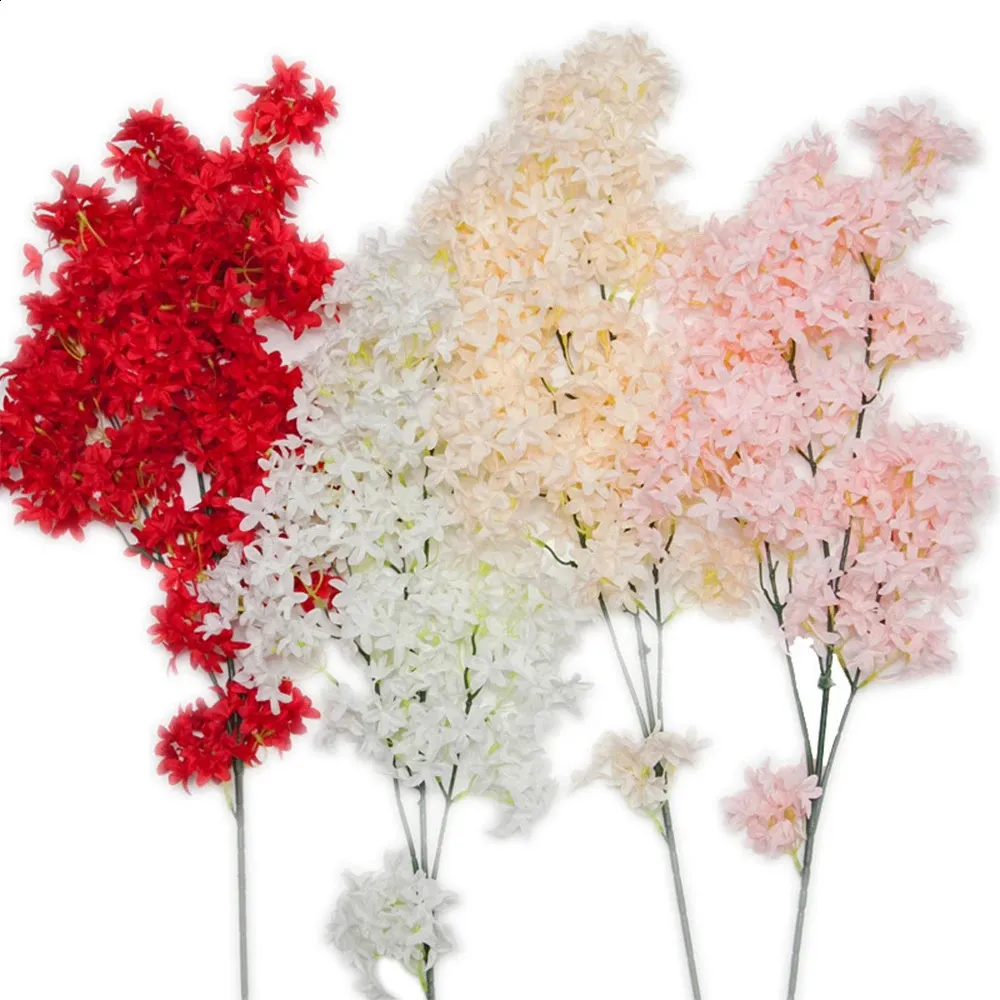 100cm 10PCS Artificial Plants Lilac Flowers Silk Faux Cross Sakura Fake Branch Leafs For Wedding Road Leading Flower Party Decor