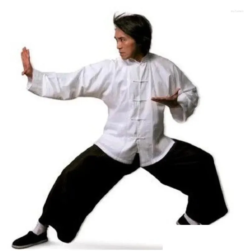 Vêtements ethniques Chinois Traditionnel Coton Tang Costume Wu Shu Tai Chi Top Shaolin Wing Chun Chemise Costumes Arts Martiaux Drop OTBPC