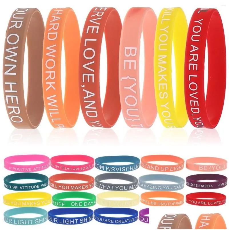 Polssteun Motivatiearmband Tienerpolsbandjes Diy Uni Quote Armbanden Gekleurd Inspirerend Drop Delivery Sport Buiten Athlet Otxa8