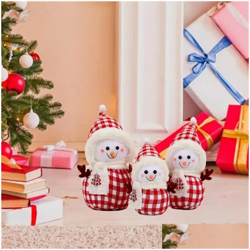 Décoration de fête 3 pièces de Noël P Dolls Ornements de famille Adorable 8 pouces 10 pouces 11,8 pouces de hauteur Cadeau de Noël pour le rebord de la fenêtre Goutte élégante OT70E