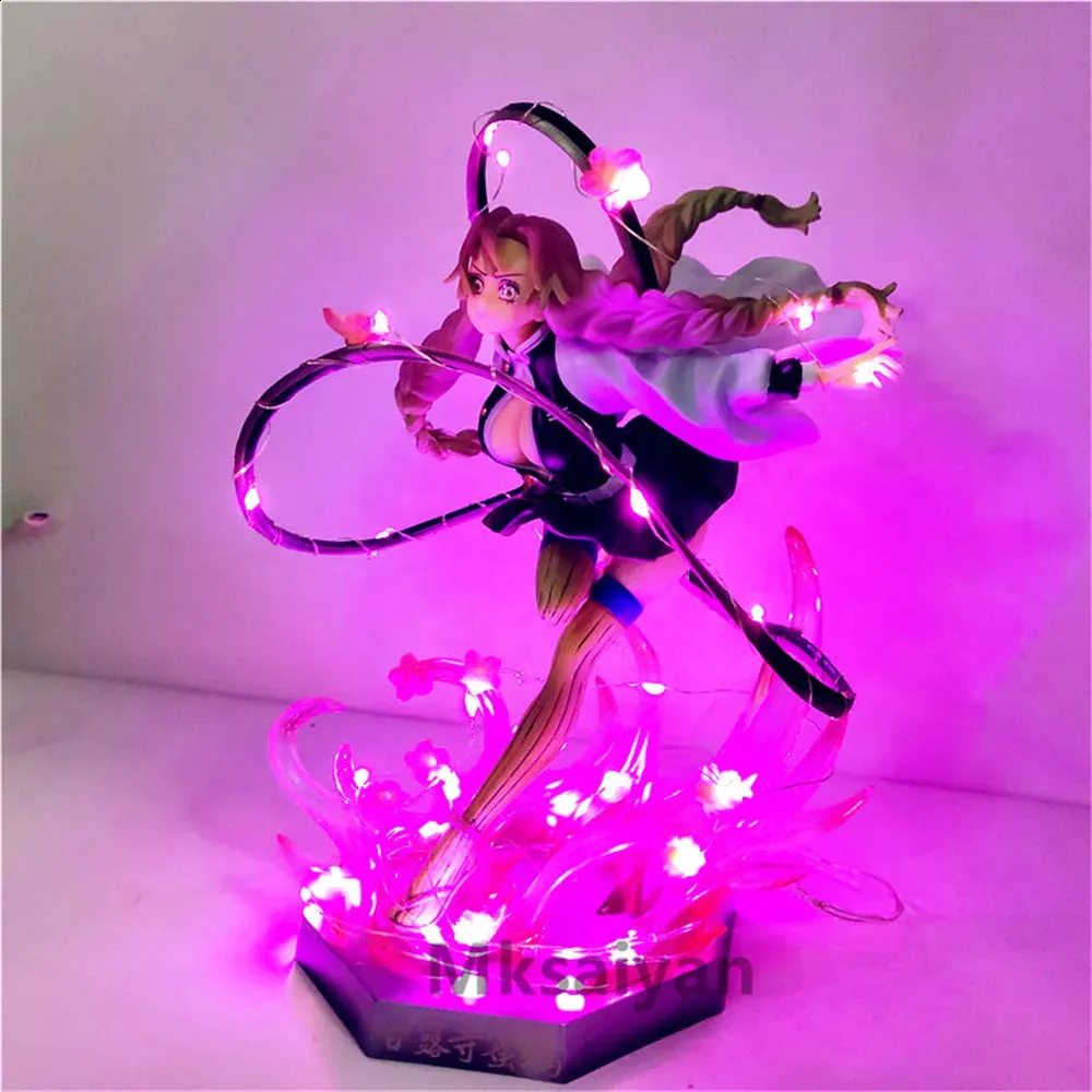 Anime Figures Demon Slayer Kanroji Mitsuri PVC Led DIY Toys Kimetsu no Yaiba 21cm Decor Bedroom Visual Night Light Action Figure 240127