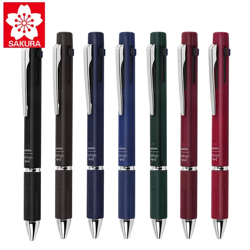 1PCS Sakura 5-in-1 wielofunkcyjny kolorowy żel Pen 0,5 Automatyczny ołówek 0,4 mm 4-kolorowy żel Pen Niski środek grawitacji pisanie 240129