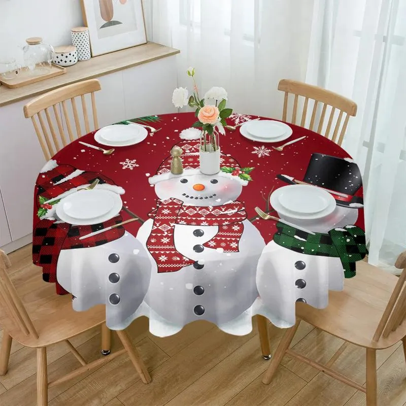 Tischdecke, Weihnachtsbaum, Schneemann, Schneeflocke, rund, wasserdicht, für Hochzeit, Party, Esszimmer