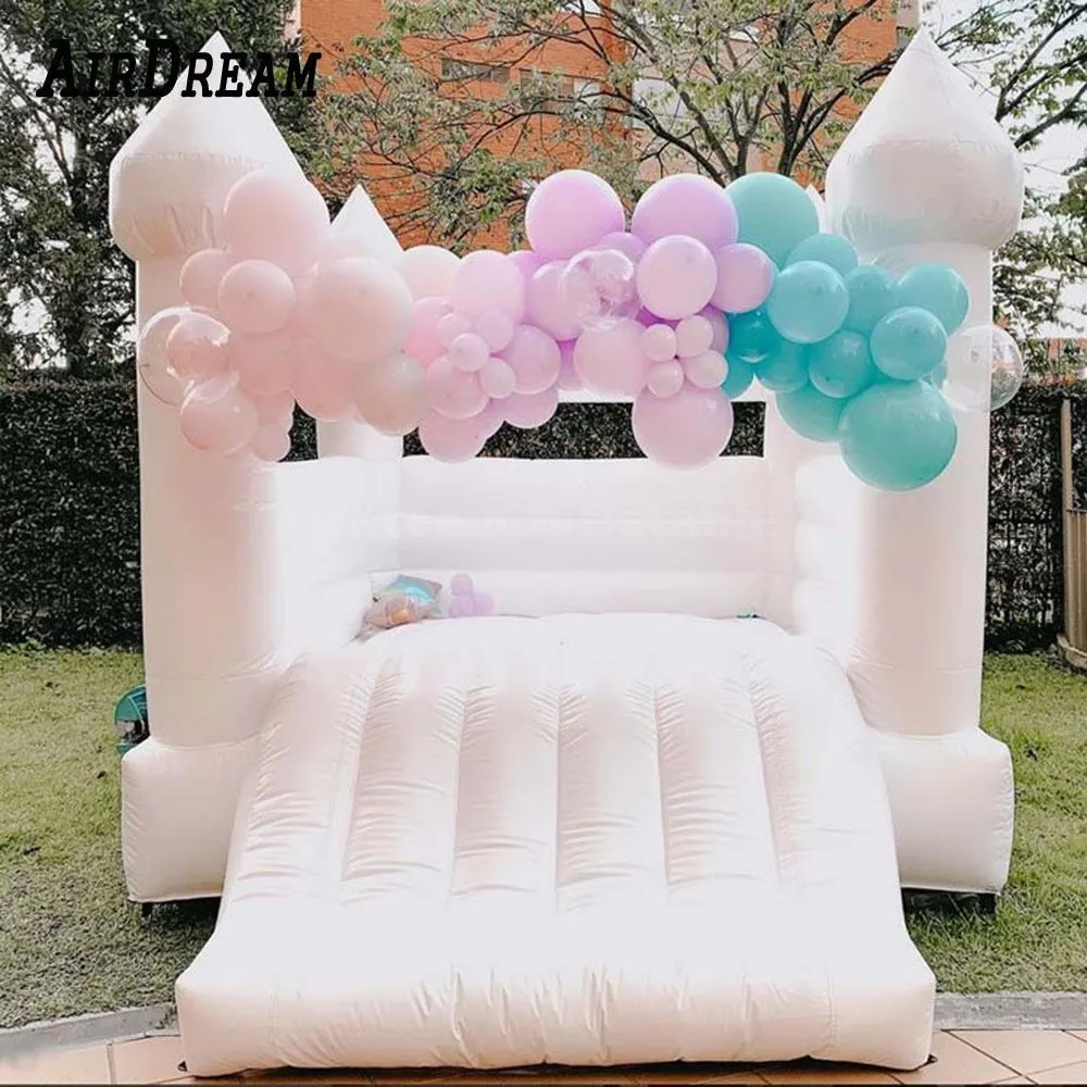 4x4m (13.2x13.2ft) wholesale commercial Inflatable white bounce house toddler amusement park white mini bouncy castle for kids with blower free ship to your door