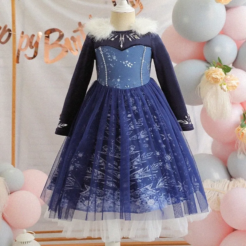 Meninas princesa vestido de manga longa crianças roupas bonito desempenho vestidos festa crianças roupas da criança criança saias i9dV #