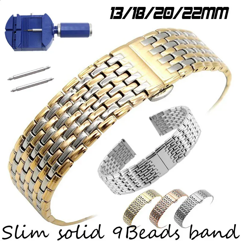 Slim Solid Watch Pasek 13 mm 18 mm 20 mm 22 mm ze stali nierdzewnej opaska Zegarek Butterfly Bureadent Watch Bransoletka JL9Z 240125