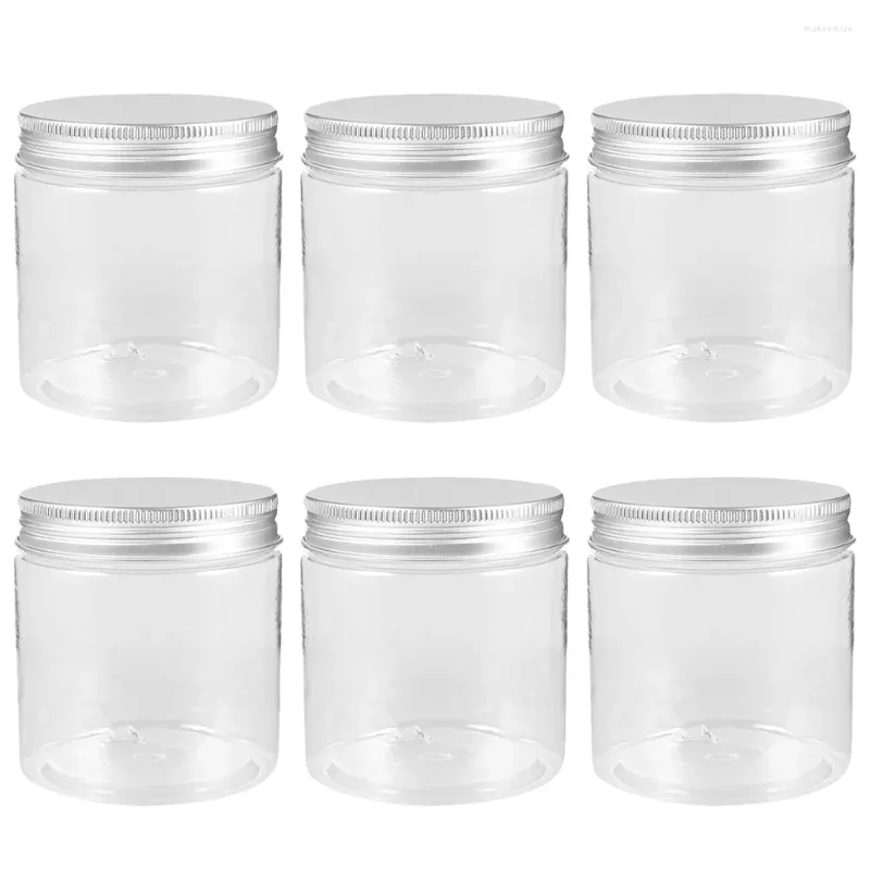 Bouteilles de rangement 6 pcs pots de maçon couvercle en aluminium limpeurs en verre contenant du support alimentaire collation multifonctionnelle salade portable peut