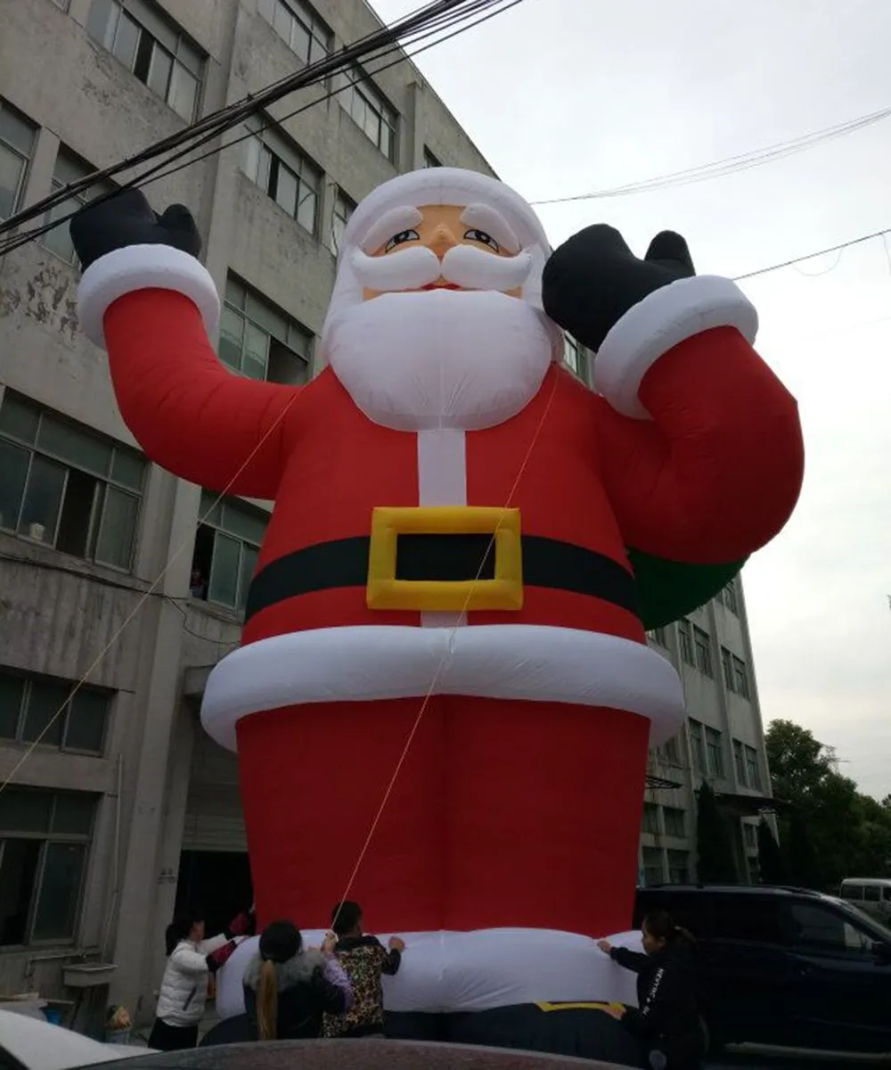 10MH (33 ft) med fläkt grossist stort uppblåsbara jultomten Chraus Chrismas som annonserar High Old Man gummibåtar med LED -ljus för dagsleksaker inkluderade Flower