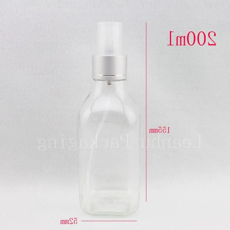 Flaconi spray per profumo in plastica quadrata trasparente vuota da 200 ml X30, confezione cosmetica trasparente, flacone spray per trucco cosmetico Kokju