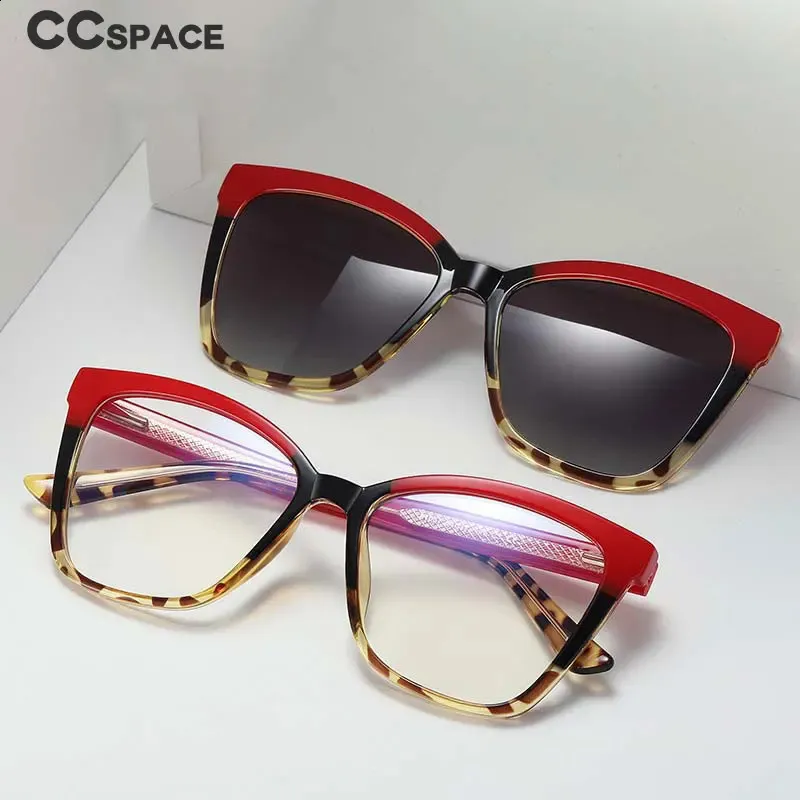 55112 Fashion Anti Blue Light Glasses Frames for Women with Magnetic Clip Polarized Sunglasses Computer Eyeglasses 240118
