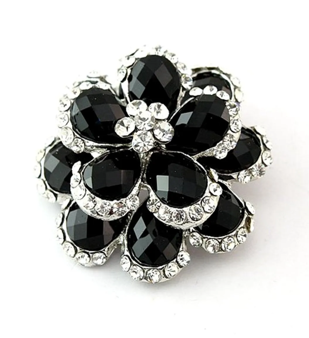 COULEUR ARGENT CRISTAL CLAIR et PIERRE NOIRE BOUQUET DE FLEURS BROCHE PIN4368588