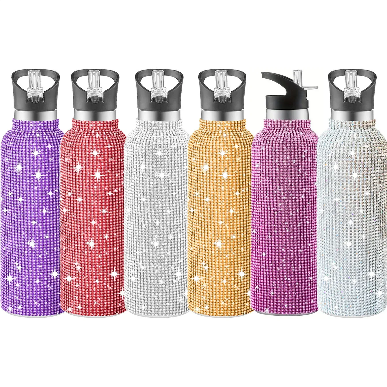 350/500/750 ml Diamond Tumble Insolated Cup Sport Vakuumkolv Rostfritt stål Storkapacitet Portable Water Bottle Girl Present Cup 240129