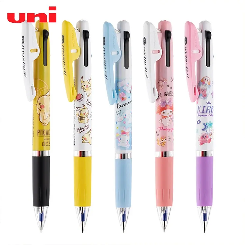 Japan Uni Limited MultiFunction Pen Three-in-Oneプレスタイプのボールペンペンクイックドライミディアムオイルペン漫画かわいい文房具240129