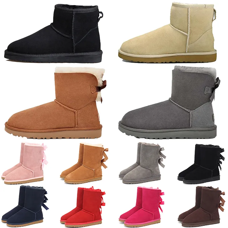 Bottes de neige de créateurs femmes bottes de bottes tazz bailey dune châtaigne boucle d'hiver fourrure neige demi-genou dame courte en peau de mouton et laine intégrée pantoufle de cheveux tasman