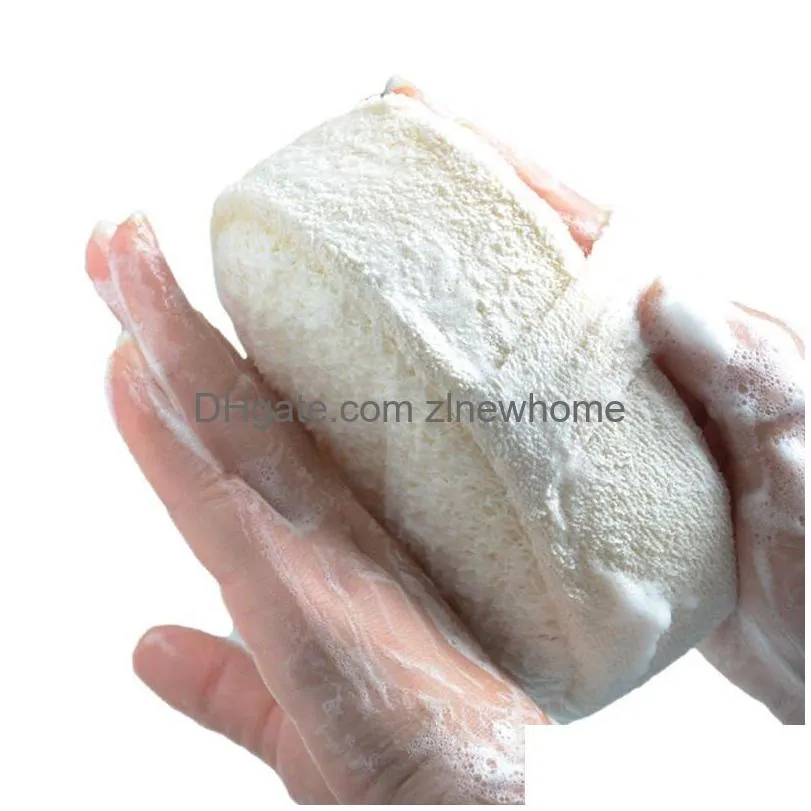 Bath Brushes Sponges Scrubbers 100% Natural Loofah Sponge Scrubber Brush Exfoliating Shower Body Spa Masr For Men And Women Drop Dhhuj