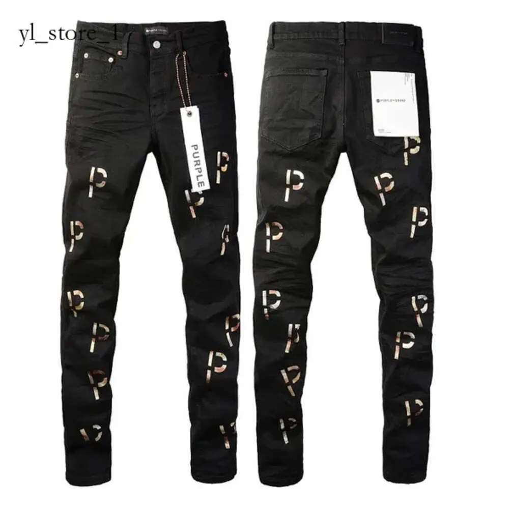 Purple Jeans Purple Brand Jeans Jeans pour hommes Tendance de luxe Purple Man Black High Street Paint Graffiti Pattern Jeans Pantalon skinny pour femme Pantalon en denim Amirs 884