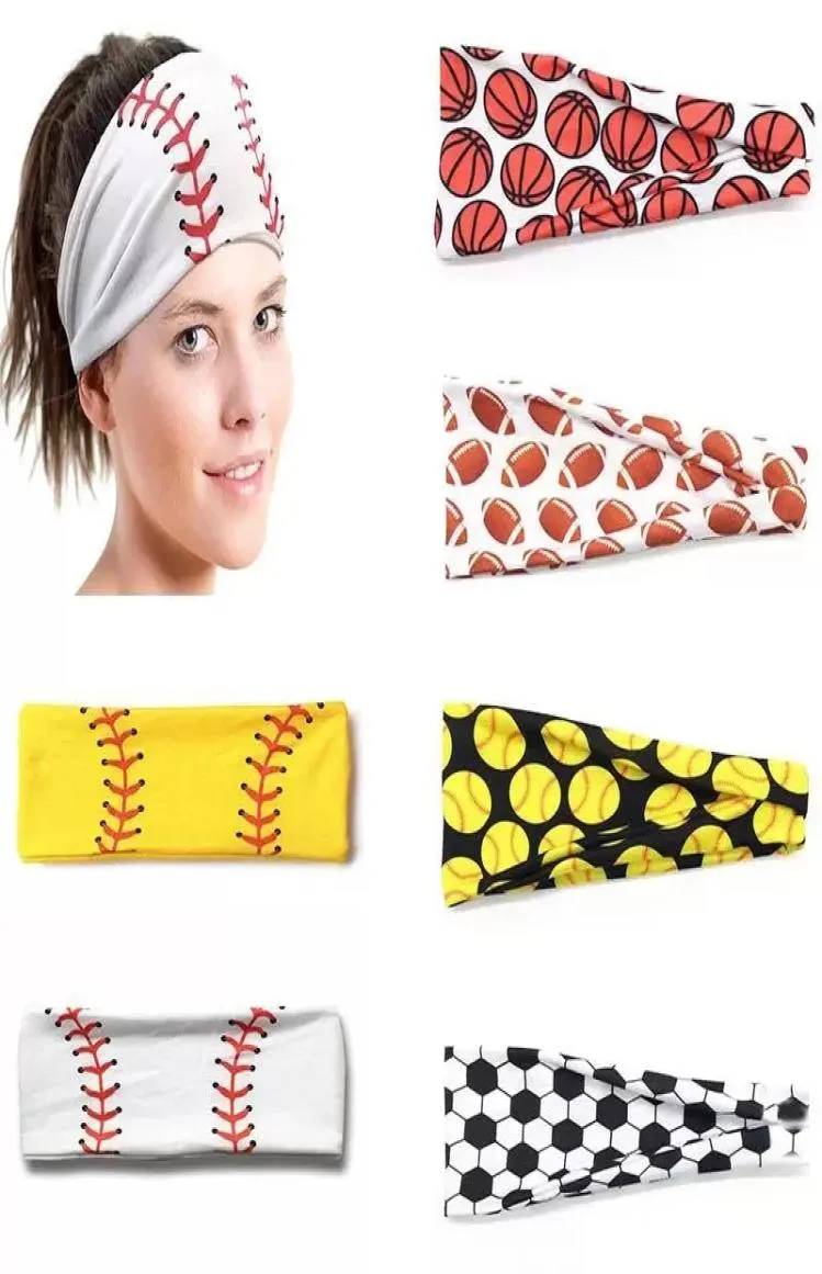 20 Styles Baseball Sports pannband Kvinnor Män Softball Fotbollslag Hårband Svett pannband Yoga Fitness Scarf Sport Thandel7423075