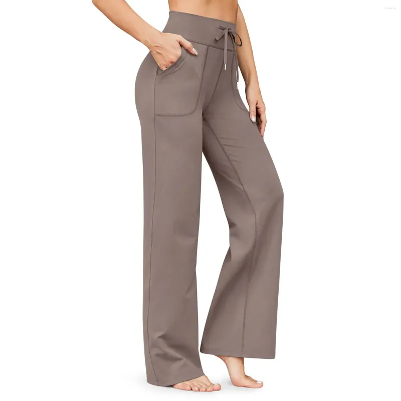 Pantaloni da donna Pantaloni da yoga a gamba larga da donna Pantaloni sportivi a vita alta con tasche Sport da allenamento comodi ed elastici