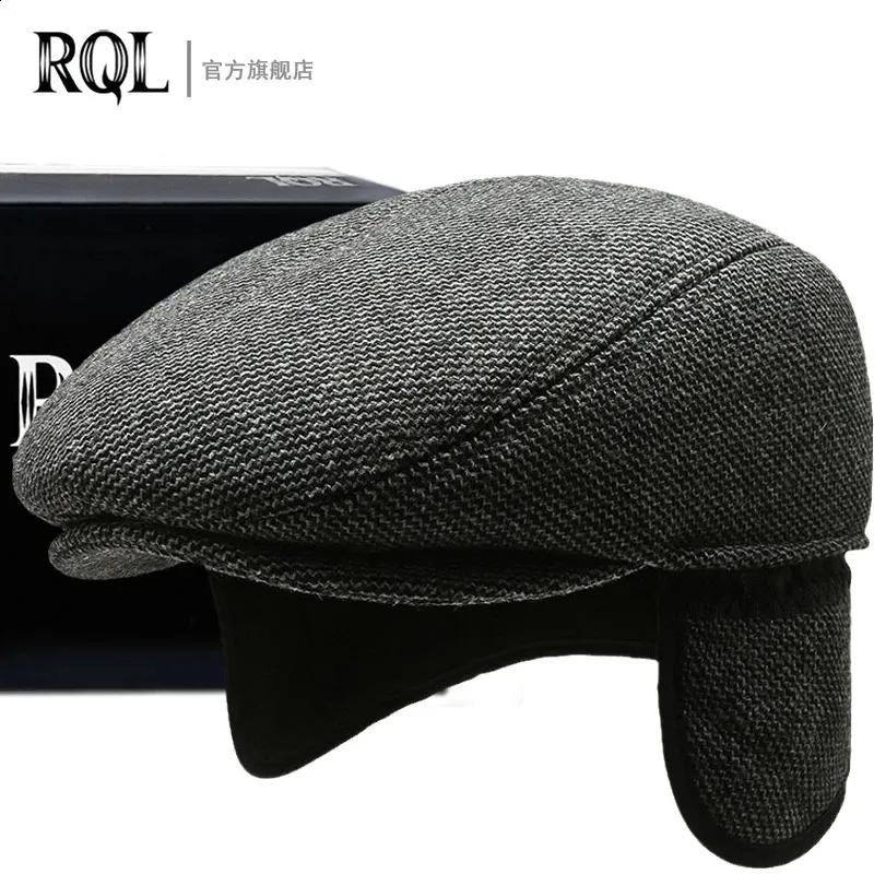 Chapeau chaud pour hommes béret d'hiver Tweed chapeau de papa en laine épaissie oreillette Protection des oreilles coupe-vent résistant au froid casquette de camionneur pêche 240127