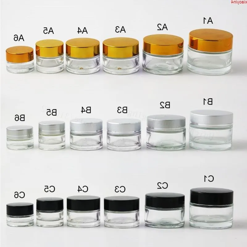 200 x 5g Small Portable glass cream jar 10g 15g 30g cosmetic container with plastic lids packaging, jarhigh qualtity Nmvif
