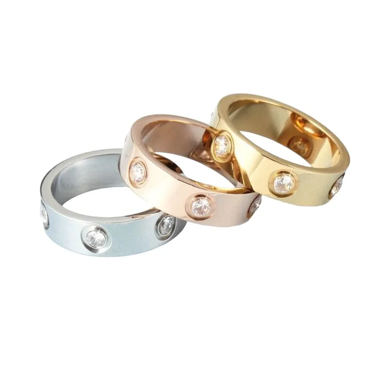 2024 Klassieke Ring titanium staal zilveren liefde ring mannen en vrouwen rose gouden sieraden voor geliefden paar ringen gift diamantq2