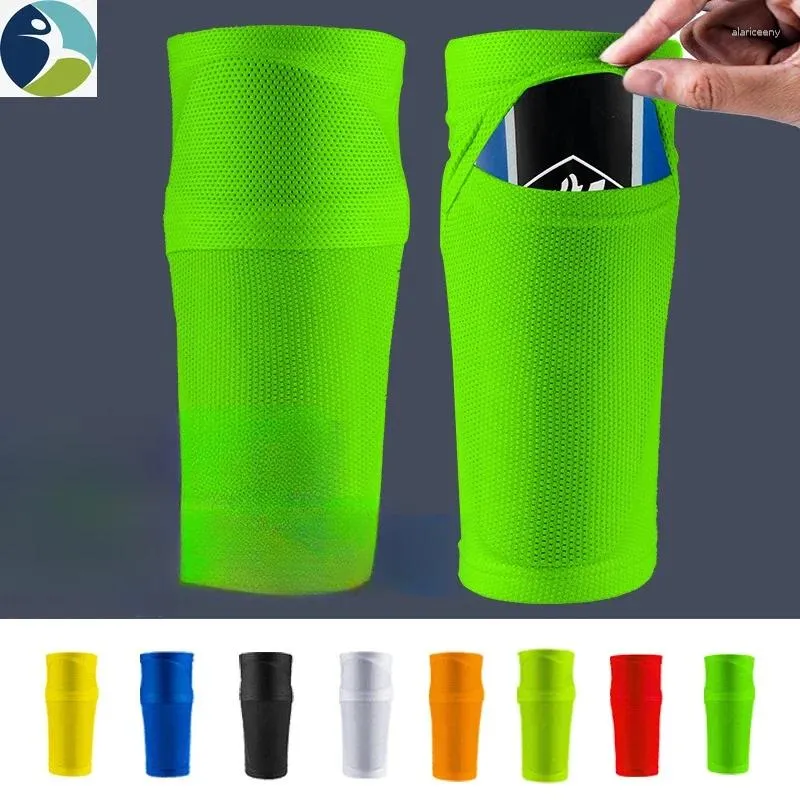 Diz Pedler 1 Çift Futbol Shin Guard Pocket Sıkıştırma Buzağı Kolları Spor Çorapları Futbol Bacak Destek Koruyucu Yetişkin Genç Çocuklar İçin