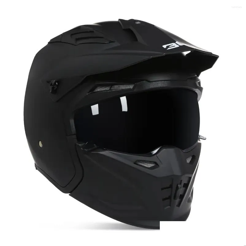 Motorhelmen Modar 3/4 Open Face Vintage Crossmotor Cascos Fl Helm Persoonlijkheid Off Road Verwisselbare Kin Para Moto Dot Ece Drop Otsbf