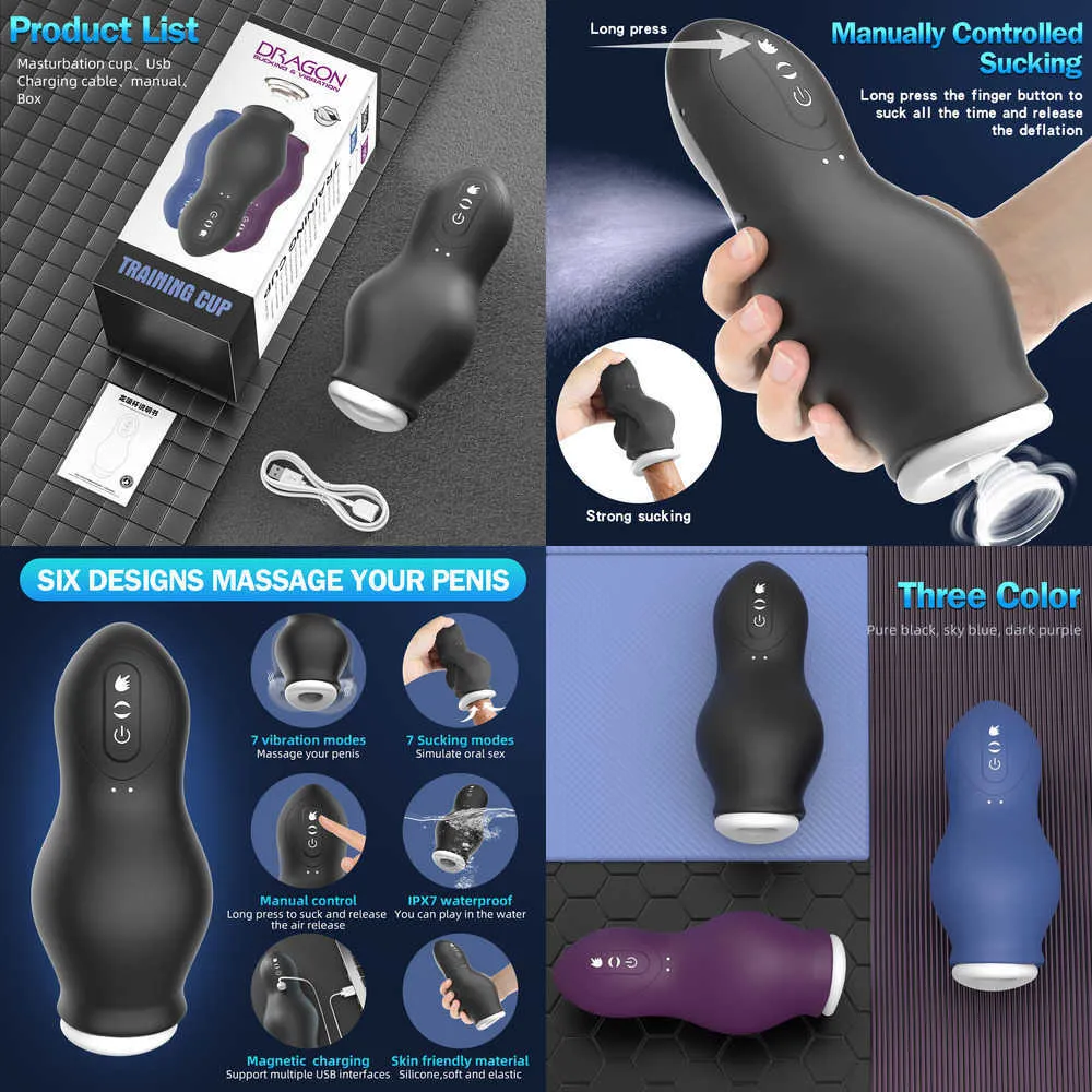Brinquedo sexual masculino masturbadores dispositivo de masturbação masculina copo de aeronave elétrica vibração e sucção da glande treinamento massageador de pênis produtos sexuais