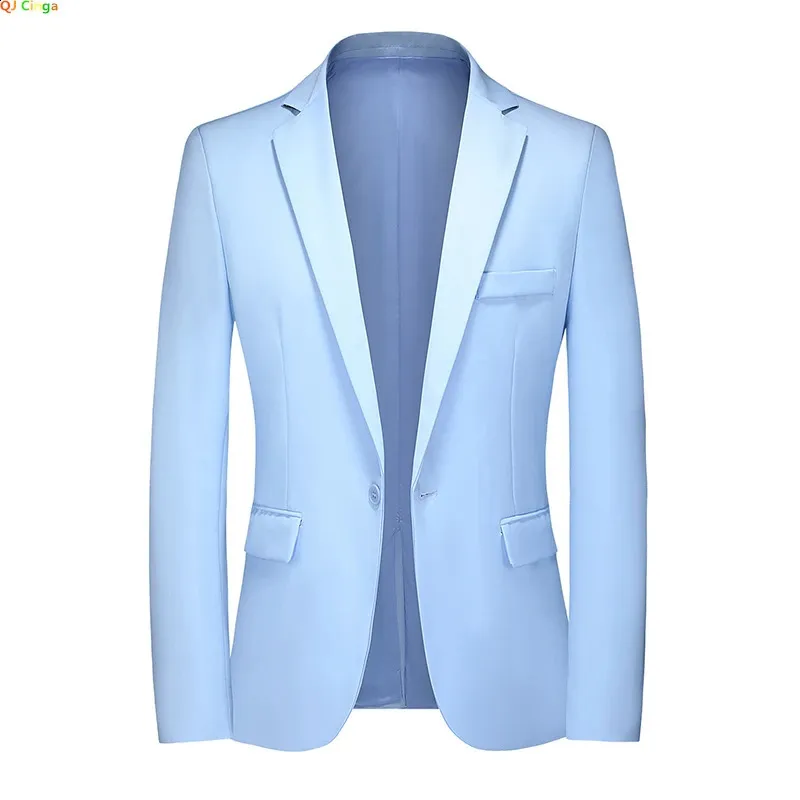 Stylish Mens Blazer Casual Slim Fitness Formal One Button Office Suit Coat Top White Jacket Masculino Blazers Men 240124