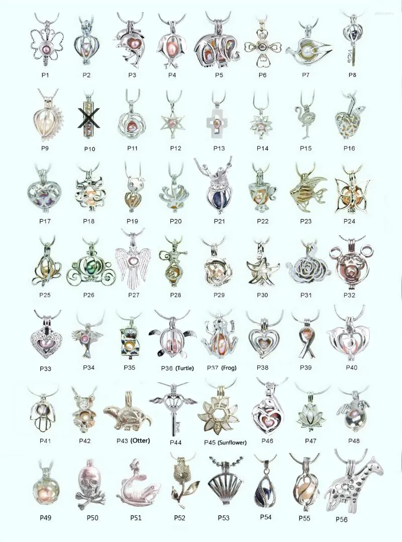Pendant Necklaces 100 pcs/lot conception mixte 18kgp perle Cage pendentifs mode belle souhait perles médaillon charme montages bricolage bijoux en gros