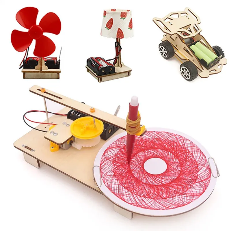 Kits de haste brinquedos de madeira para crianças robô ciência invenções criativas diy kit eletrônico tecnologia montagem 3d quebra-cabeças 240124