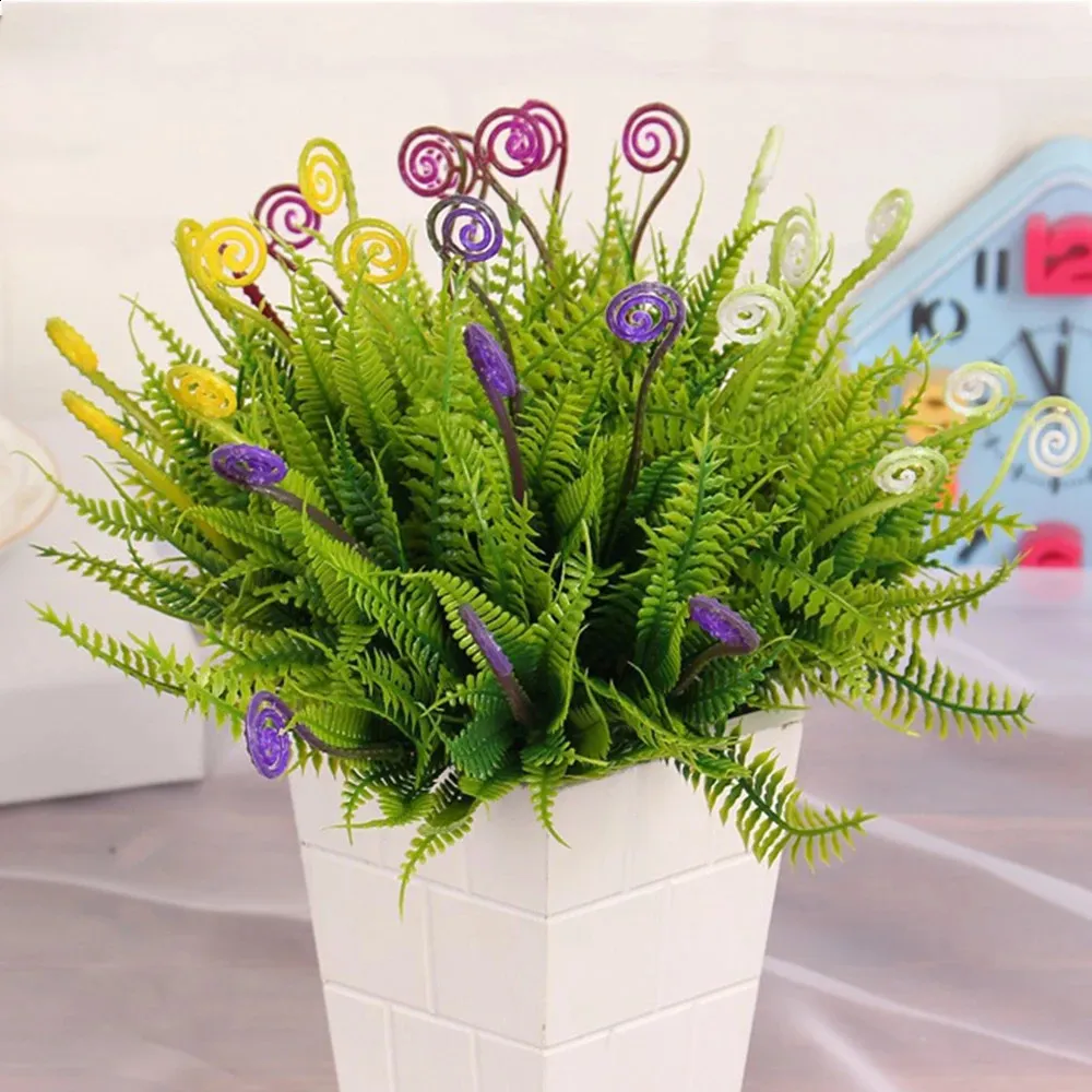 7 Fork Artificial Plants Seahorse Flower Fake Tree Branch Faux Grass Leafs Wedding DIY Hotel Restaurant Home Office Decoration