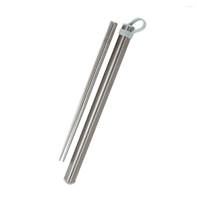 Keukenopslag 3 stuks Pure Titanium Eetstokjes Draagbare Herbruikbare Voedselsticks Met Aluminium Box Voor Outdoor Tour Camping (2