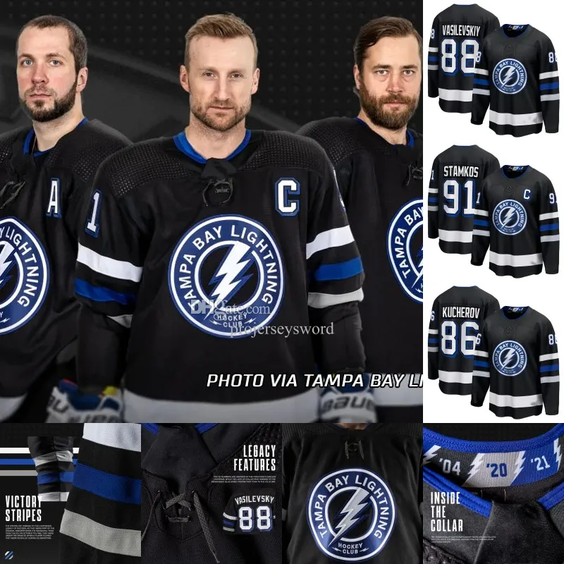 Adidas Tampa Bay Lightning No86 Nikita Kucherov Black Alternate Authentic Stitched Youth NHL Jersey
