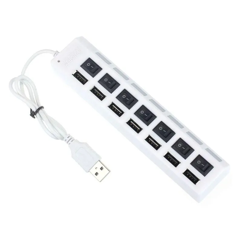 Usb Hubs 7 Poorten Hub Led Hoge Snelheid 480 Mbps Adapter Met Aan Uit Schakelaar Voor Pc Laptop computer Drop Delivery Computers Networkin Ot6Kc