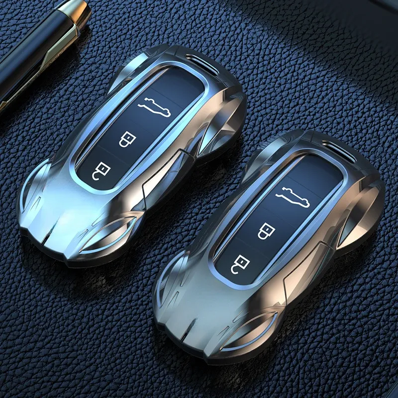 Porsche için Cayenee Panamera Macan 911 718 2013-2023 çinko alaşım gümüş araba anahtar kasa anahtarsız kapak anahtar kabuk araba aksesuarları