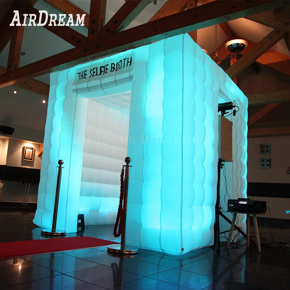 wholesale PhotoBooth Enclosure Inflatable Photo Booth 16 Color Changes Backdrop With Air Blower Accessories For Party Wedding